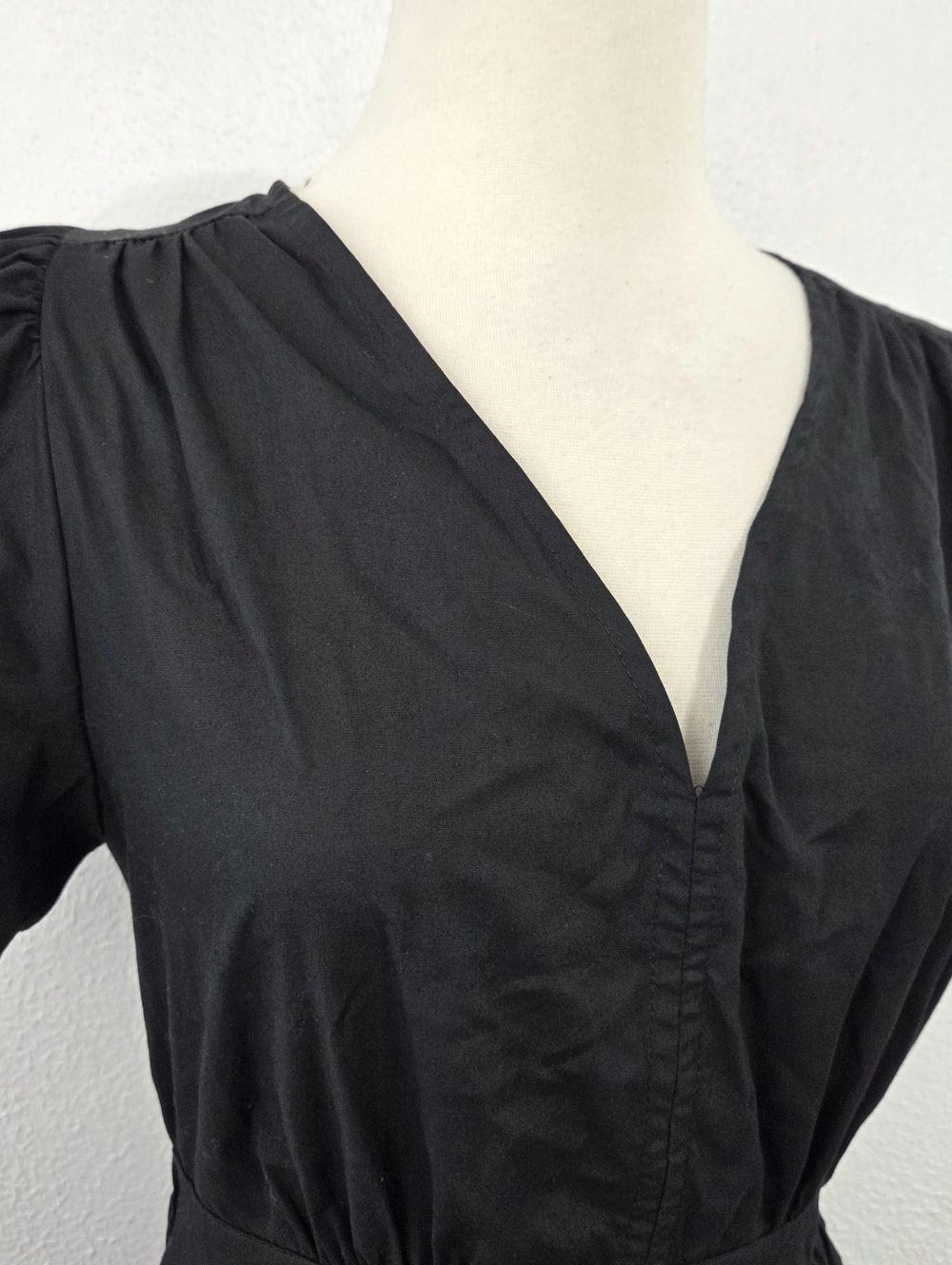 French connection puff sleeve maxi dress black poplin cotton women's Size XS - Picture 4 of 7